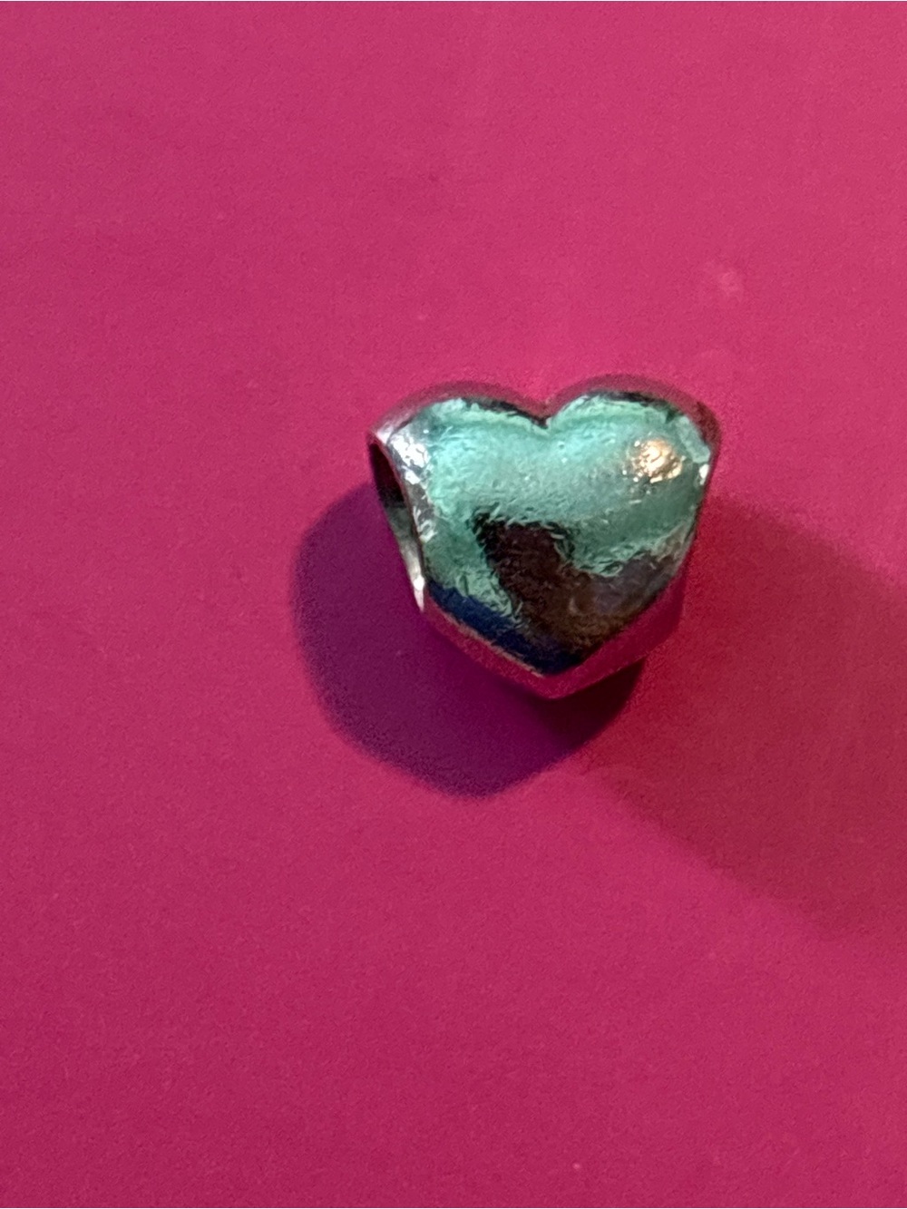 Pandora Silver Heart Charm with Reflective Finish